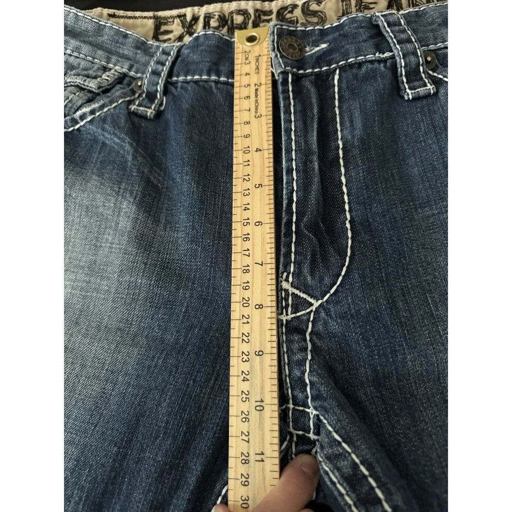 Express Mens 34x31 Jeans Classic Low Rise Boot Cut Kingston Denim *see Note*
